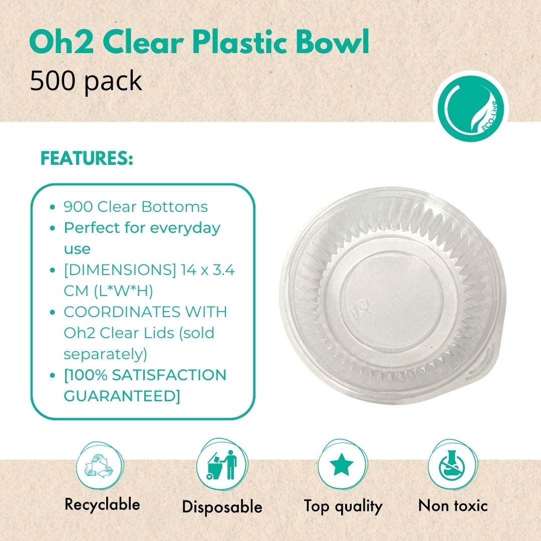 Clear Plastic Bowl. Lunch containers, salad containers for lunch. Sala –  ECOOH2