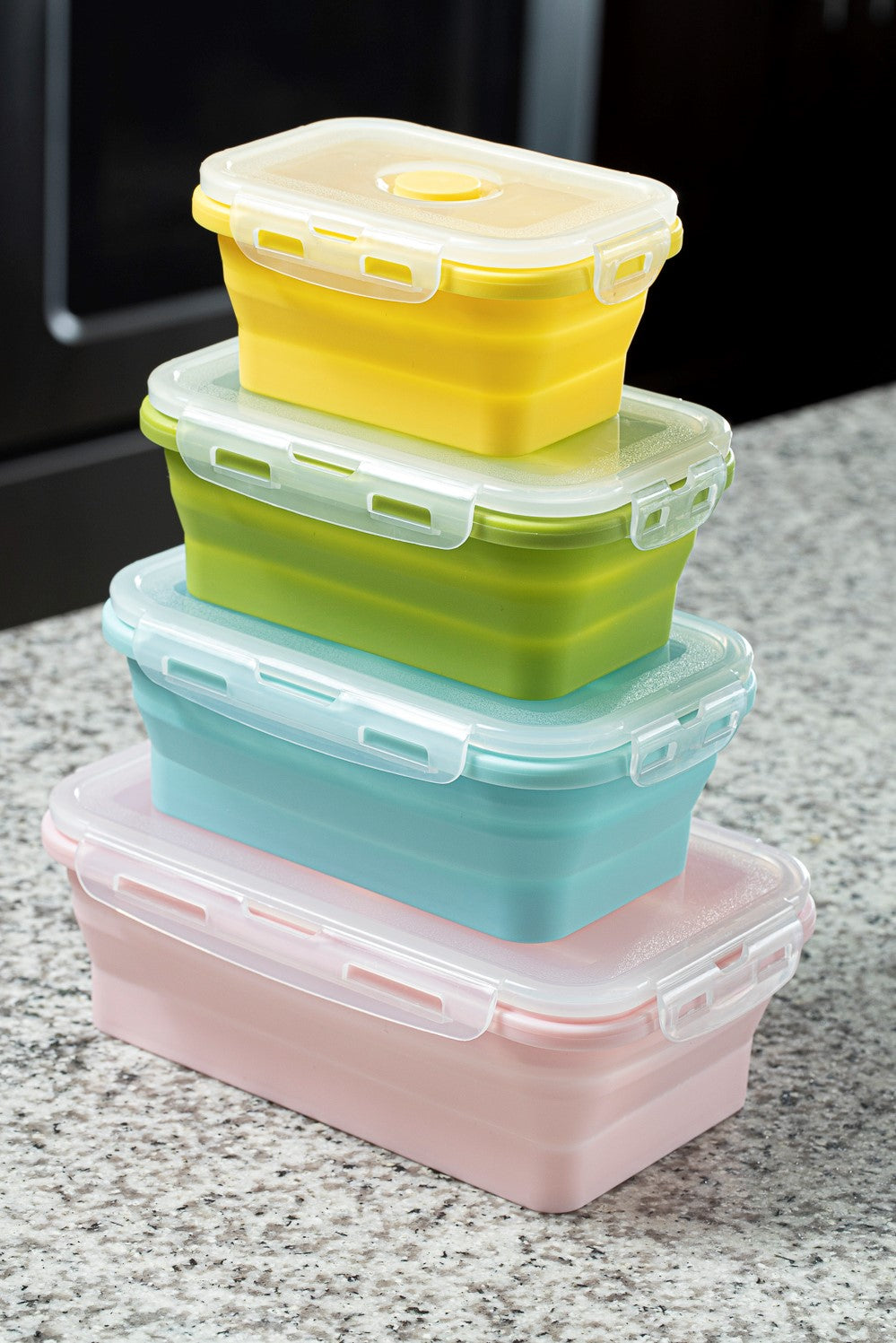 Collapsible Silicone Food Storage Container Set with Lids