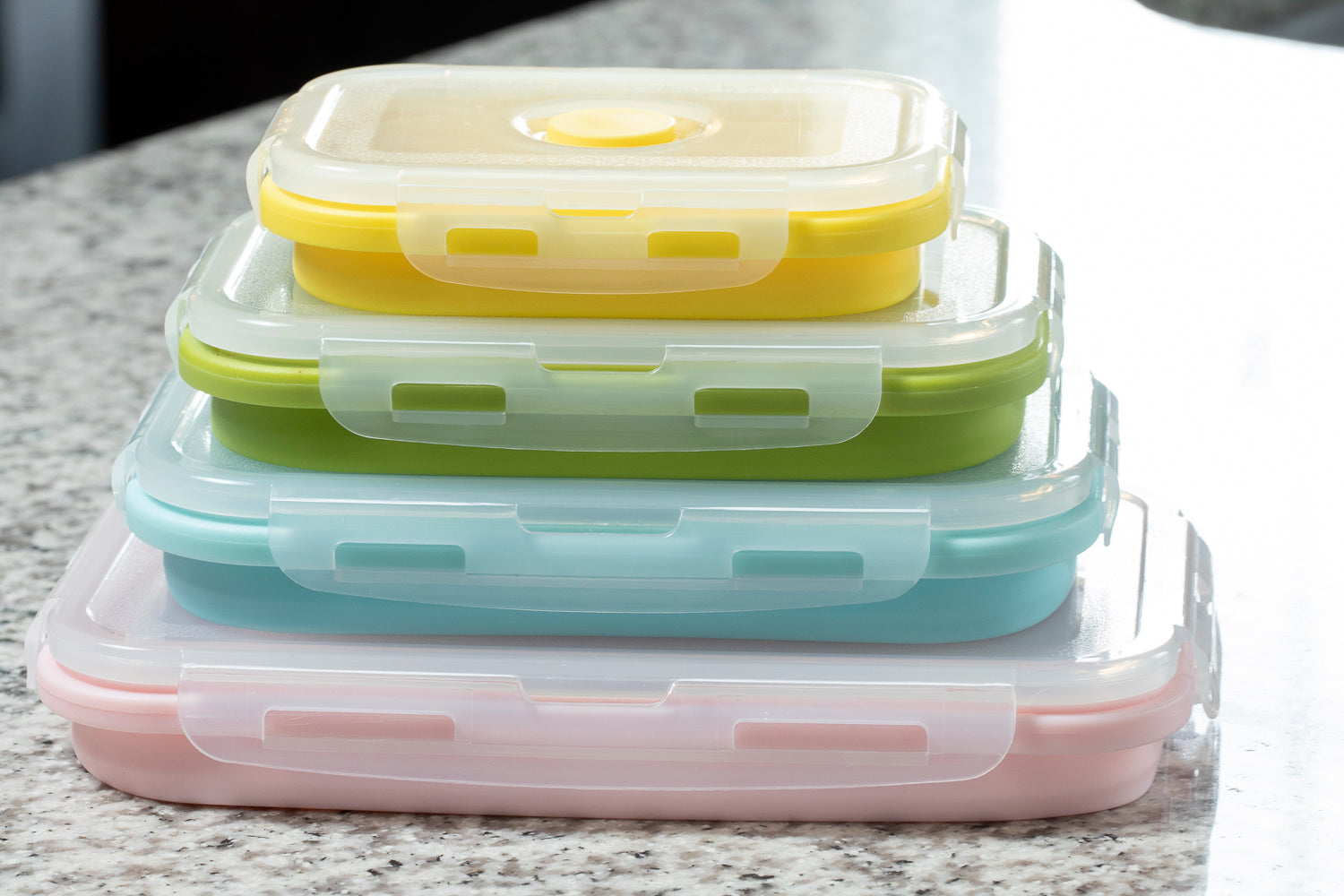 Silicone Food Storage Containers with Airtight Plastic Lids Set of