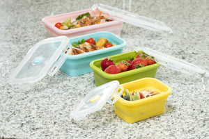 Silicone Food Storage Containers with BPA Free Airtight Plastic Lids