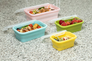 Silicone Food Storage Containers with BPA Free Airtight Plastic Lids