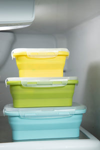 Silicone Food Storage Containers with BPA Free Airtight Plastic Lids