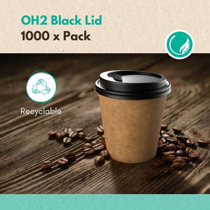 Black Hot Drink Lids. Eco-friendly Cup lids. Coffee cup lids. Package contains 1000 Black dome lids.